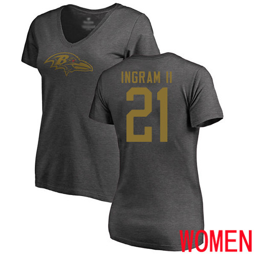 Baltimore Ravens Ash Women Mark Ingram II One Color NFL Football #21 T Shirt